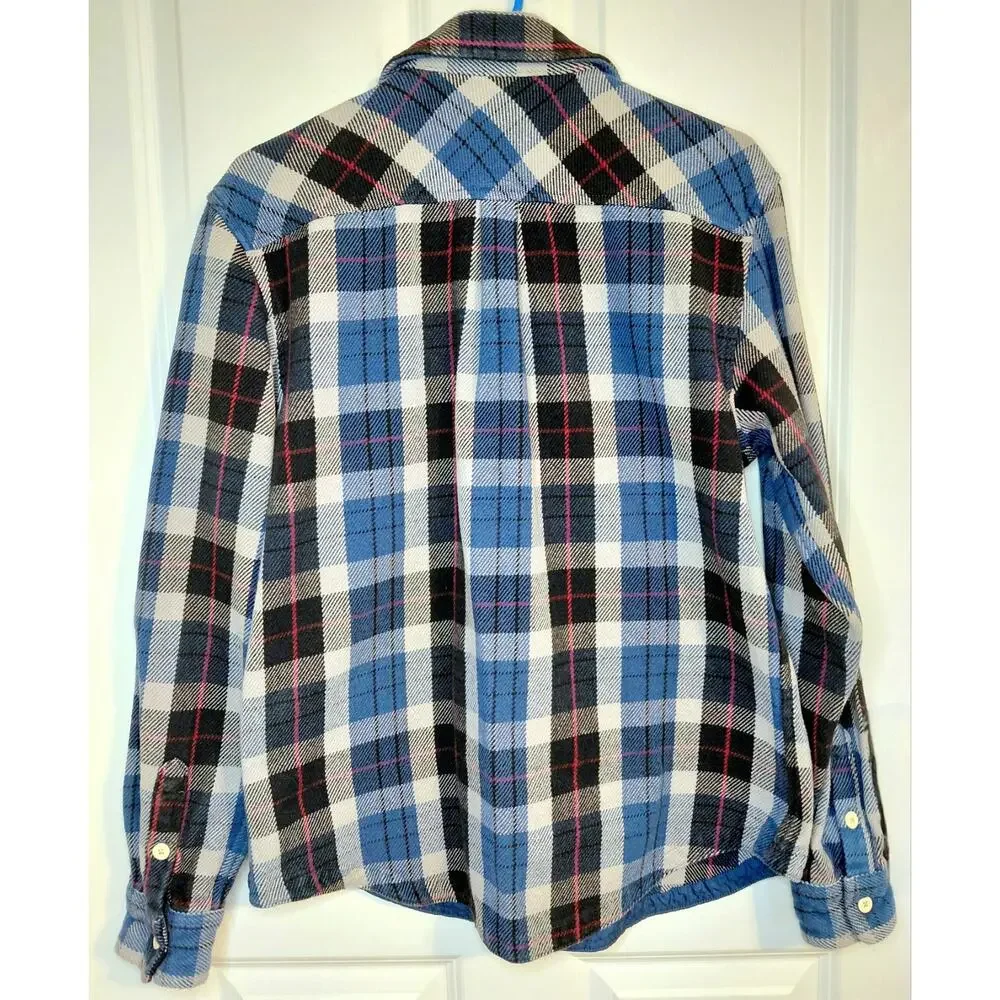 The North Face Valley Twill Flannel Shacket Mens S/M Blue Plaid Heavy Cabincore